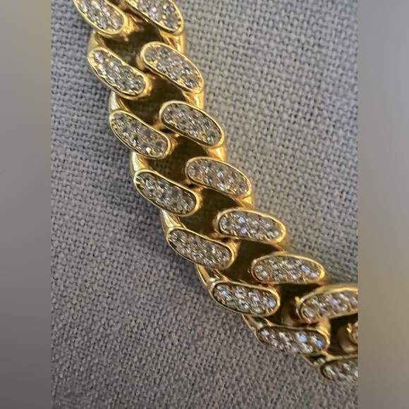 Men’s New Chunky Heavy Simulated Diamond Gold Vermeil Cuban Link Iced Out Chain - Picture 3 of 5